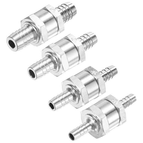 Uxcell 1-Pack Fuel Oil Check Valve, 1/2" 1/4" 3/8" 5/16" Aluminum Alloy Non Return One Way Check Valve [Silver]