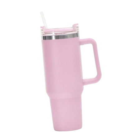

Portable Water Bottle Cafe Insulated Tumbler 40oz with Handle Large Capacity Reusable Thermal Mug Stainless water Bottle for Women Light pink