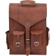 thumbnail image 3 of Rajeriya-18 inch Brown Premium Leather Laptop Backpack Work Stylish and Practical 2-in-1 Design Handmade Sling Backpack for Men's & Women's Travel Rucksack, 3 of 5