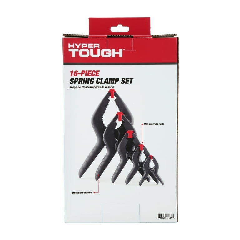 Hyper Tough 16-Piece Assorted Spring Clamp Set, Heavy Duty Plastic