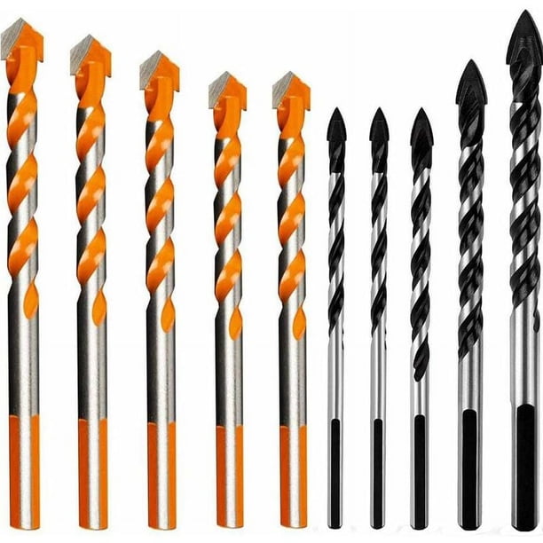 Broca para mampostería, 10 brocas de carburo de tungsteno para azulejos, brocas profesionales, para vidrio, metal, acero, baldosas de cerámica, porcelana, hormigón, ladrillo y madera, 6 mm/8 mm/10 mm