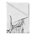 thumbnail image 2 of Antlers Soft Flannel Fleece Throw Blanket, Illustration of a Deer Skull Bone and Feathers Boho Pattern Tribal, Cozy Plush for Indoor and Outdoor Use, 60" x 80", Charcoal Grey White, by Ambesonne, 2 of 5