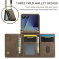 thumbnail image 3 of Dteck Wallet Case For Samsung Galaxy Z Flip 7, Magnetic Leather Zipper Wallet with RFID Blocking Card Holder Slots Shockproof PC Stand Cover With Shoulder Strap,Coffee, 3 of 9