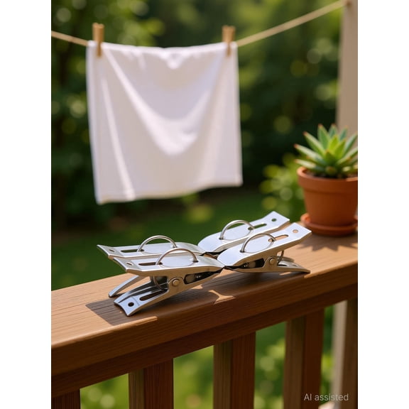 Fashion Bizz 24 Cloth Peg/ Drying Pins for Hanger/Rods/Ropes Stainless Steel Cloth Clips (Steel Pack of 24)
