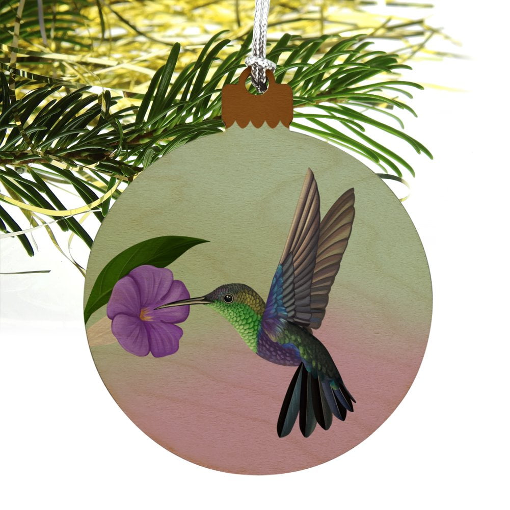 GRAPHICS & MORE Hummingbird Crowned Woodnymph Purple Violet Heart Love Wood Christmas Tree Holiday Ornament GRAPHICS & MORE Hummingbird Crowned Woodnymph Purple Violet Heart Love Wood Christmas Tree Holiday Ornament
