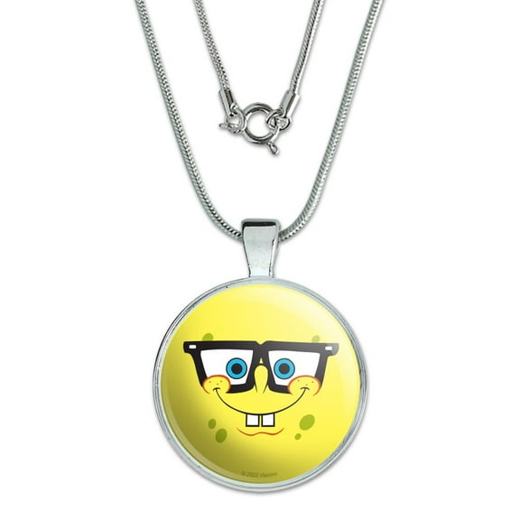 SpongeBob Nerd Face 1" Pendant with Sterling Silver Plated Chain