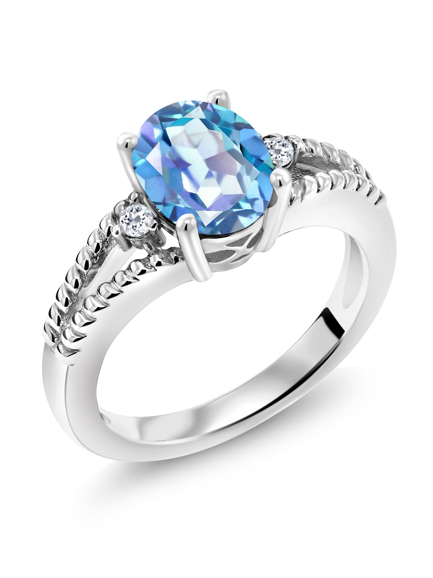 Solid 925 Sterling Silver Jewelry 2.52 Ct Stunning Oval Millennium Blue Mystic Topaz Ring Available in size 5, 6, 7, 8, 9