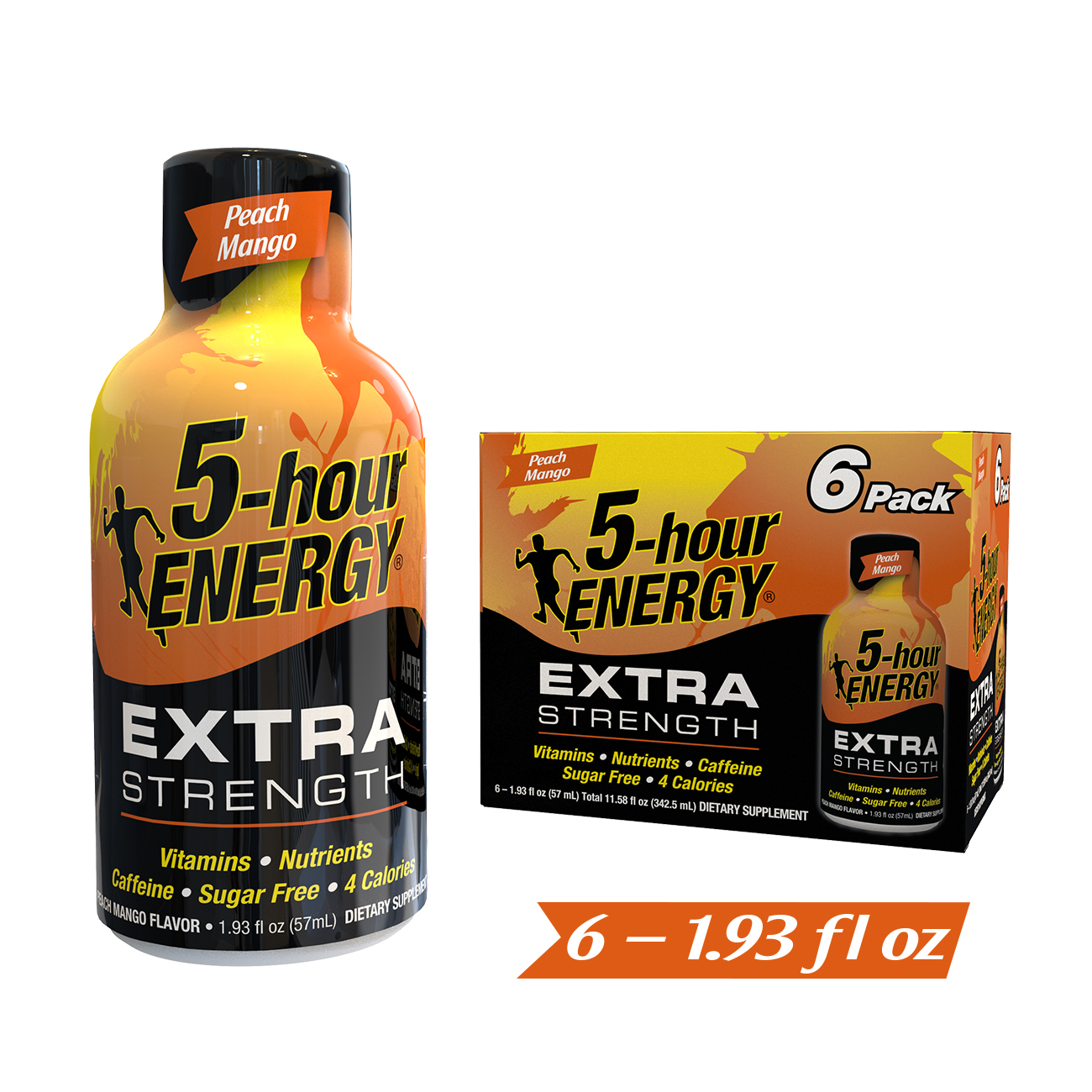 5hour ENERGY Shot, Extra Strength, Peach Mango, 1.93 oz, 6 Pack