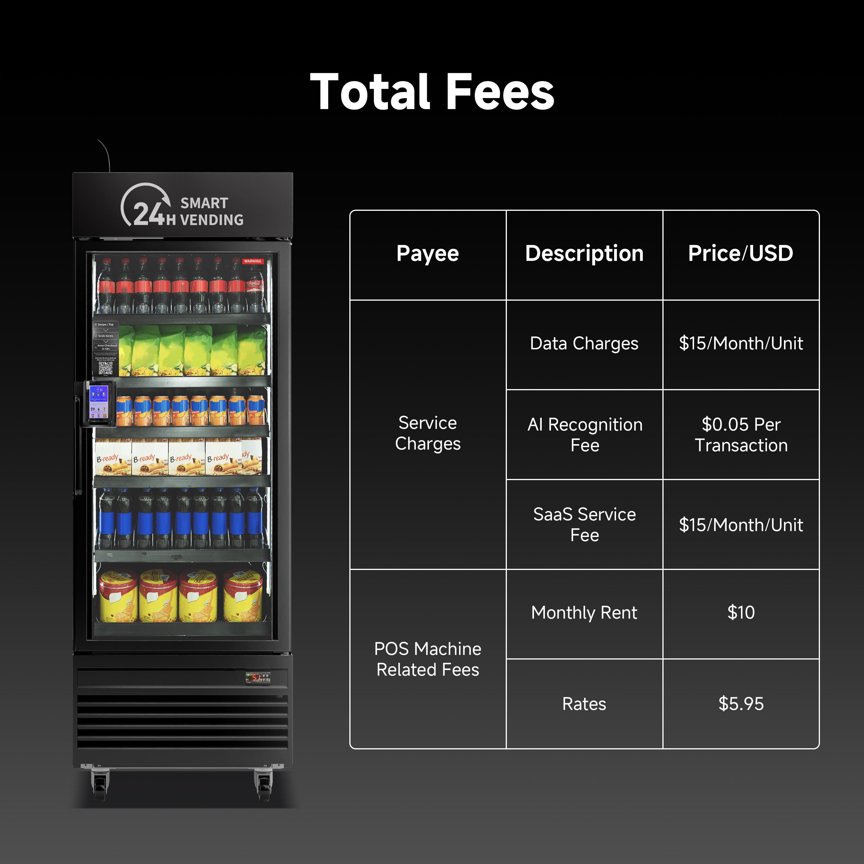 AI Smart Vending Machineor for Business - 24/7 Grab & Go Combo Vending Cashless, APP Control for Office/School/Gym