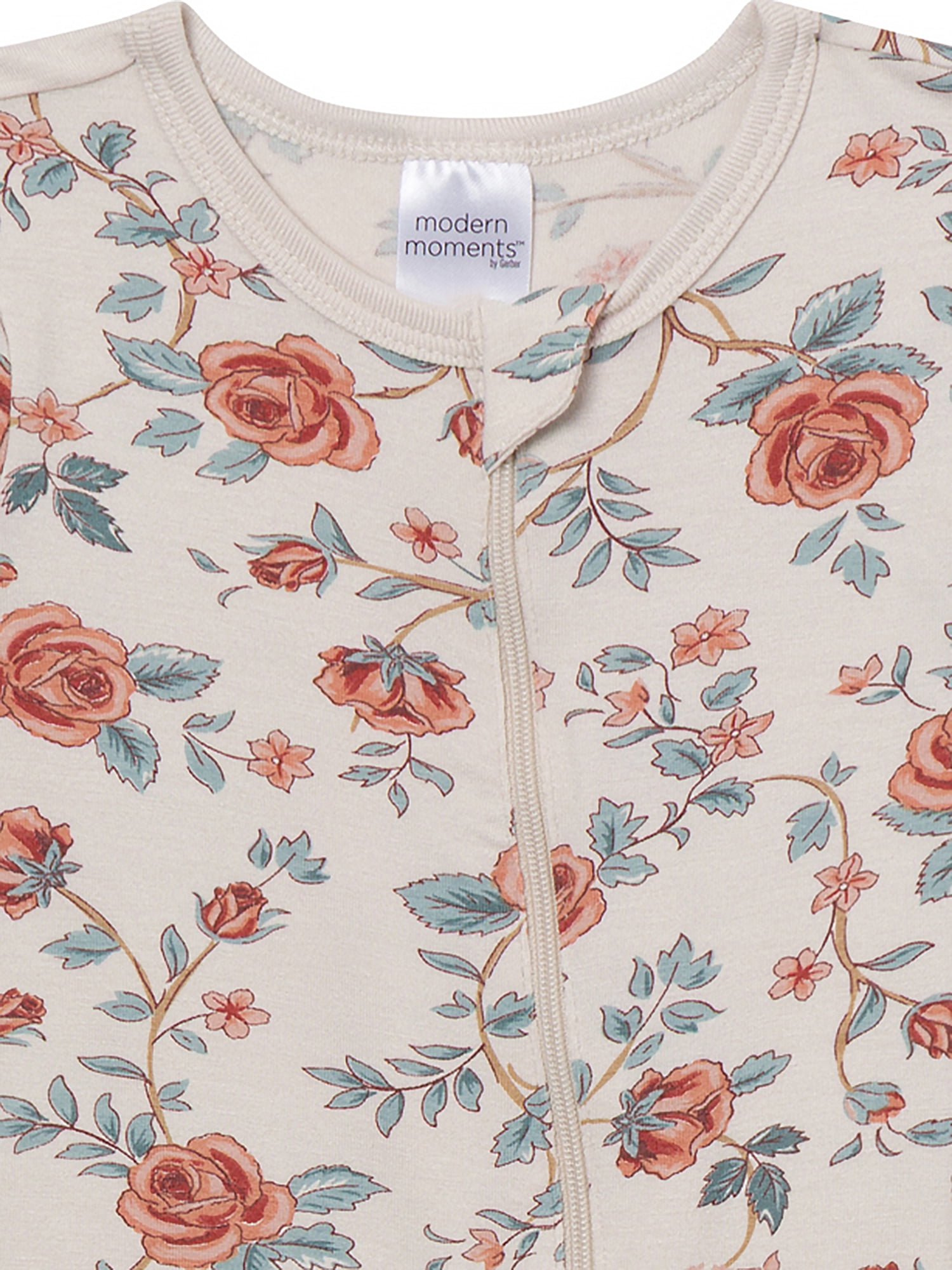 Modern Moments by Gerber Neutral Two-Way Zip Viscose Sleep ´N Play Footed Pajama , Sizes Newborn - 6/9 Months