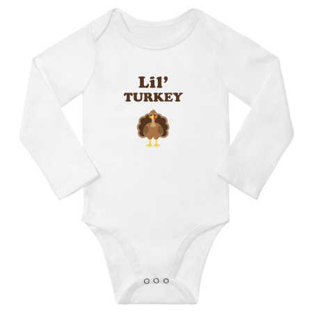 

Cute Baby Long Jumpsuit Lil Turkey Animal Funny Newborn Clothes Outfits (White 6-12 Months)