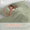 thumbnail image 4 of 3 Piece Sage Green Duvet Cover Set Queen Size, Microfiber Comforter/Quilt Cover with Corner Ties and 2 Pillowcases, Farmhouse Sage Green Decor All Season Soft Bedding with Zipper Closure, 4 of 8