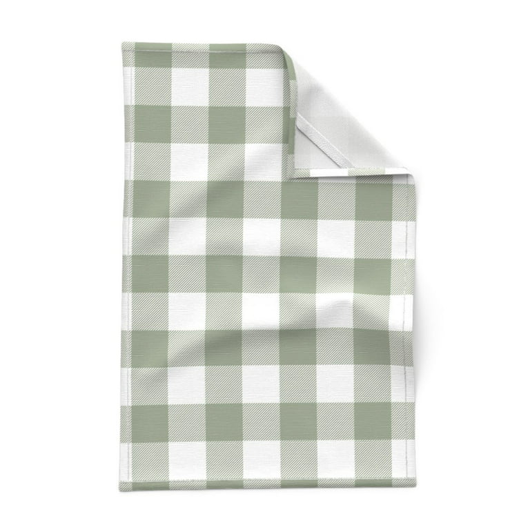 Set of 4 Sage Green and White Checkered Rectangular Dish Towels 28