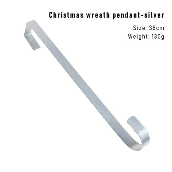 15" Wreath Hanger for Front Door Christmas Decoration Metal Over The Door Single Hook, Silver