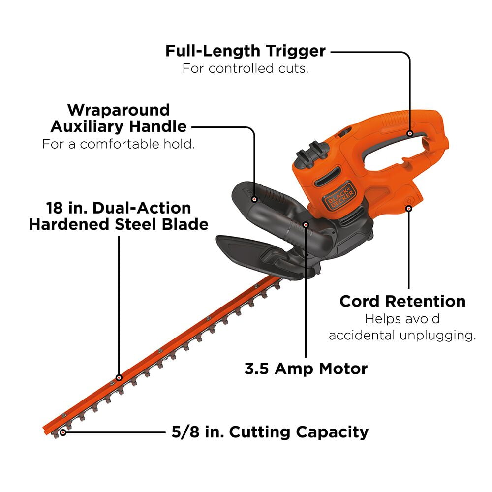 BLACK+DECKER BEHT200 18" CORDED HEDGE TRIMMER