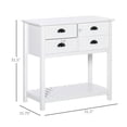 thumbnail image 7 of 4 Drawers Console Table with Slatted Bottom Shelf, Modern Kitchen Sideboard with Anti-tipping Strap, Coffee Bar Cabinet for Kitchen Living Room Hallway Entryway, White, 7 of 7