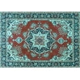 thumbnail image 1 of Ahgly Company Indoor Rectangle Medallion Light Blue Traditional Area Rugs, 2' x 4', 1 of 4
