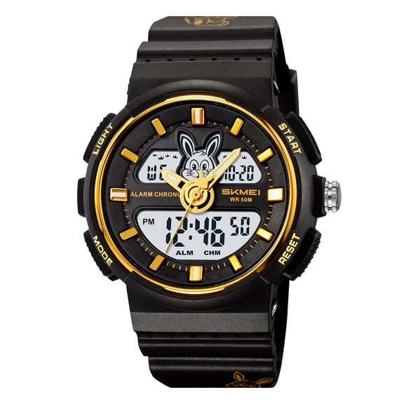Deeceymbur Digital Watch for Men Led Backlight Water Resistant Alarm Stopwatch Cartoon Rabbit Dial Multifunctional Sport Casual Watch for Men Gift Idea