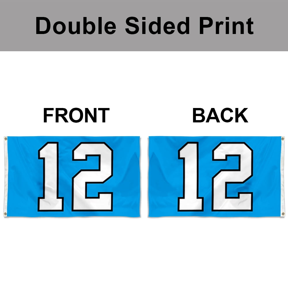 Dutern Double Sided 12th Man Light Blue Flag Banner 3 Ply with Brass Grommets 3x5 Feet