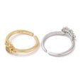 thumbnail image 3 of 2pcs 2 style Cubic Zirconia Open Cuff Rings set Sun & Moon Matching Couple Rings Platinum & Golden Inner Diameter: 17~17.5mm 1pc/style, 3 of 6