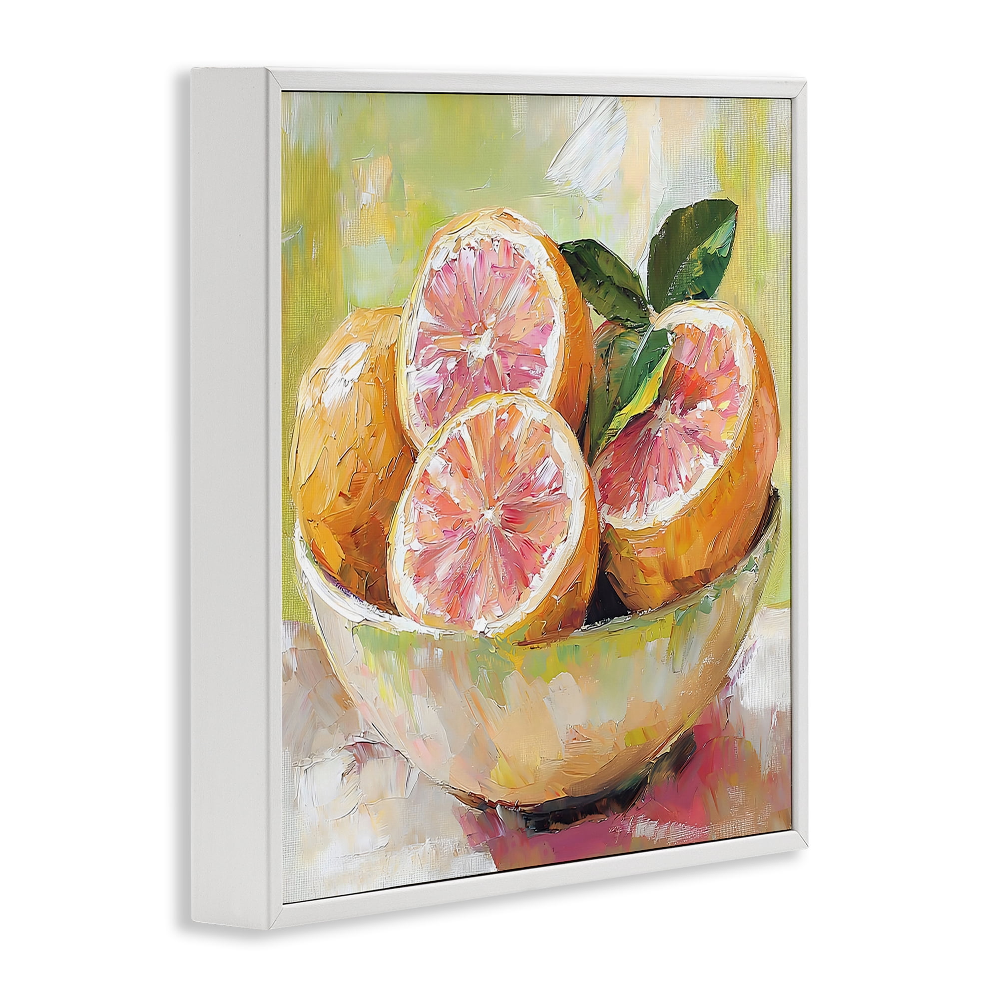 Stupell Industries Bold Grapefruit in Ceramic Bowl White Framed Giclee Art, design by Riley B
