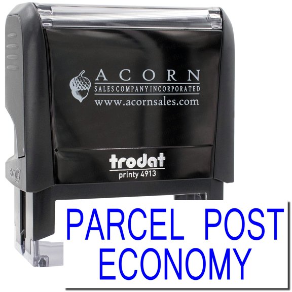 Large Self-Inking Parcel Post Economy Stamp, Trodat Printy 4913, Press and Print Stamping, Impression Size 7/8" x 2-1/4", Up to 10,000 Impressions - Blue Ink