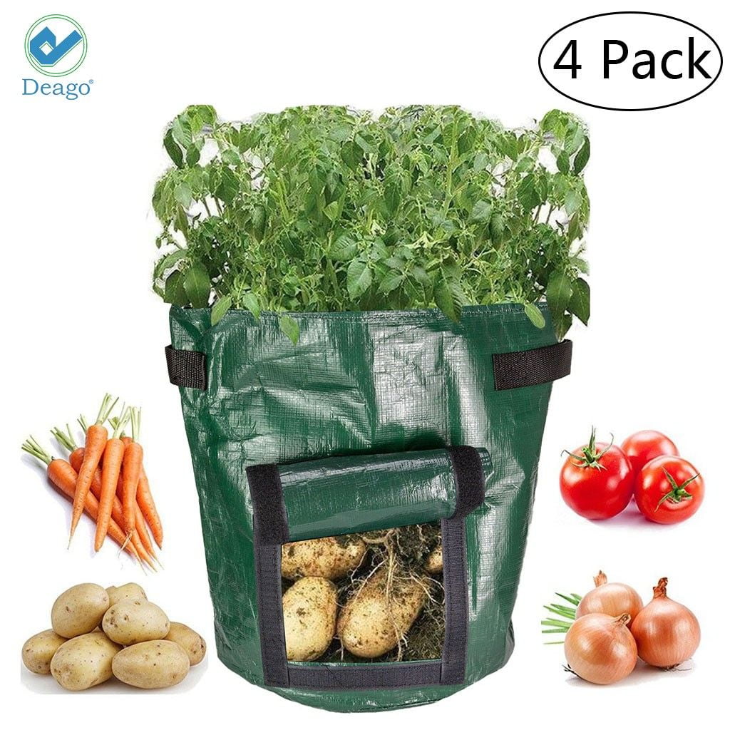 4 Pack 10 Gallon Garden Potato Grow Bags DIY Planter Bags PE Cloth