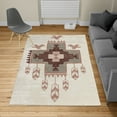thumbnail image 2 of Tribal Turkish Area Rug, Hand Drawn Dreamcathcher Folkloric Birds Image Ethnic Ikat Design, Soft Carpet for Living Room Decor, 2.6' x 5', Pale Taupe Burgundy, by Ambesonne, 2 of 4