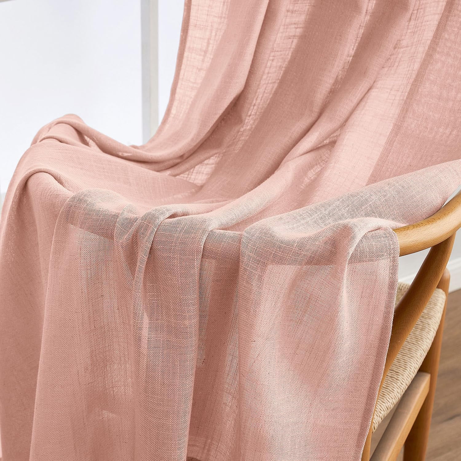 Linen Curtains 84 Inch Length 2 Panels for Bedroom Living Room, Soft Thick Linen Textured Back Tab Window Drapes Semi Sheer Light Filtering Rod Pocket Modern Farmhouse Decor