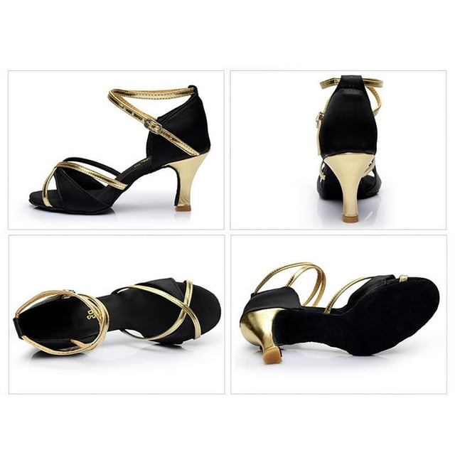 Zapatos de baile latino para niña, zapatos de satén con tacón medio, zapatos de baile de Tango para fiesta Wmkox8yii hfjk4461