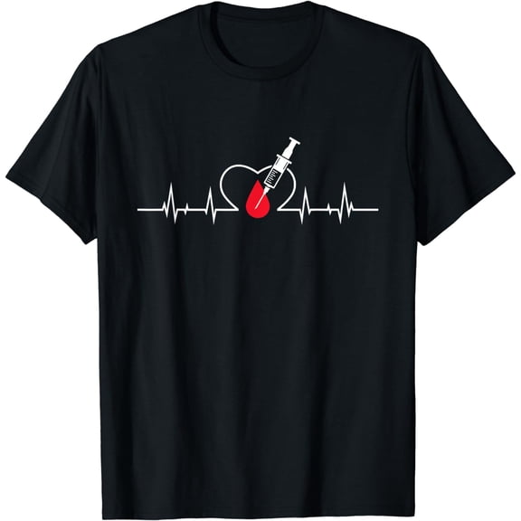 Phlebotomist Heart Phlebotomy Pulse Syringe Gift T-Shirt