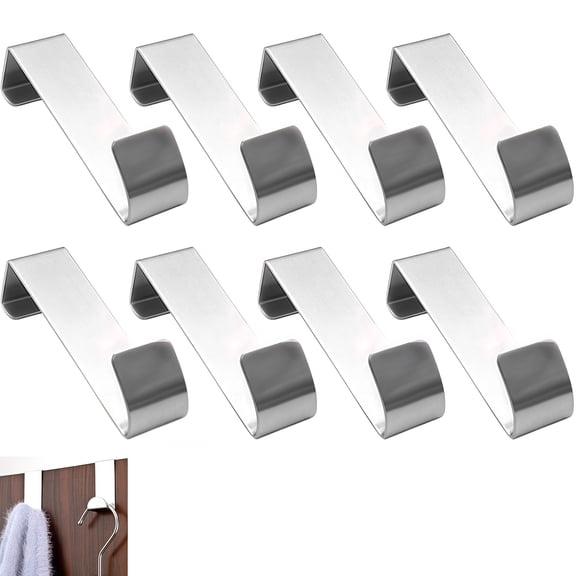 8 Pack Thick Stainless Steel No Trace Hooks for Closet Clothes and Kitchen Storage