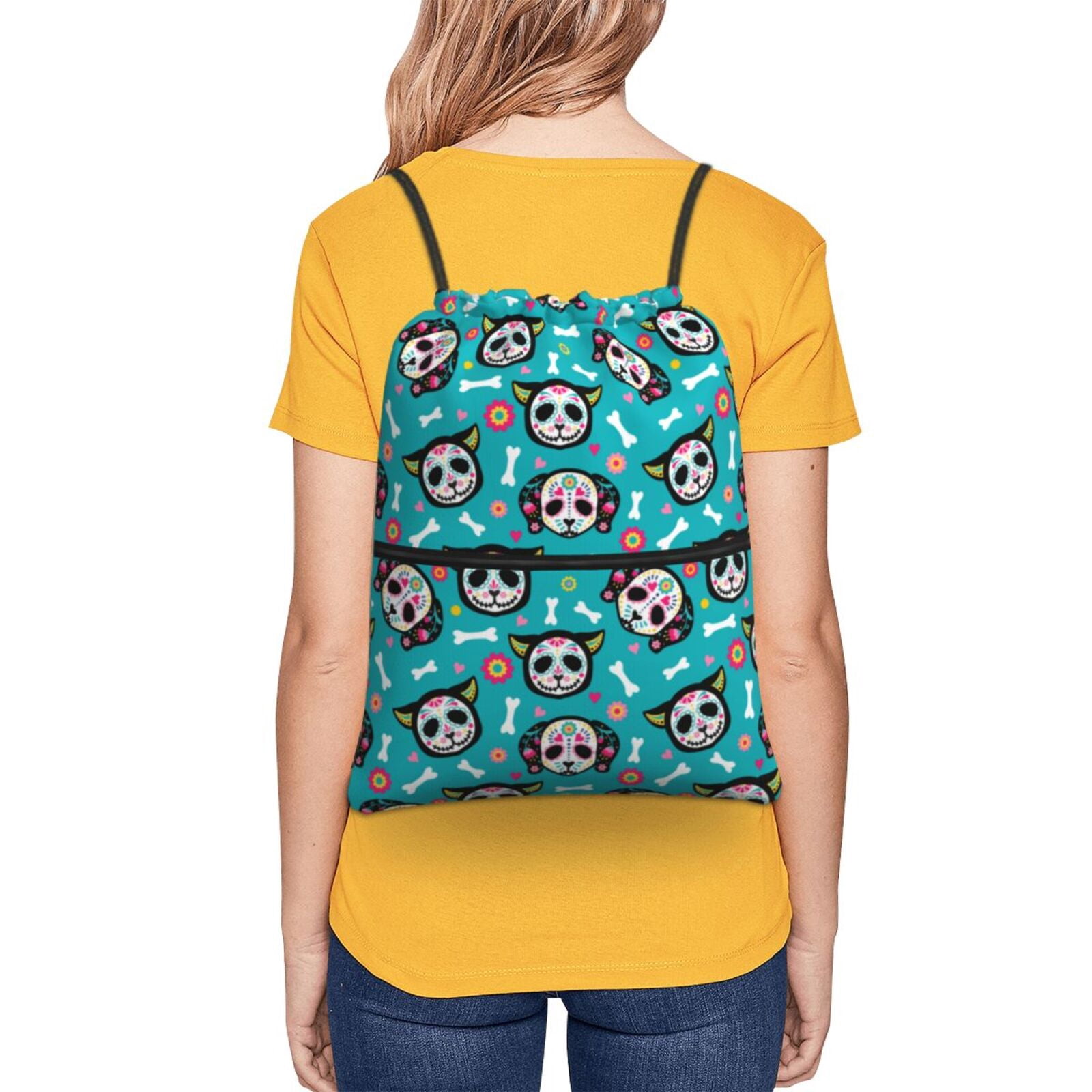 Xecao Cartoon Dog And Cat for Drawstring Bags,Pull String Backpack Bags,String Bag Sackpack