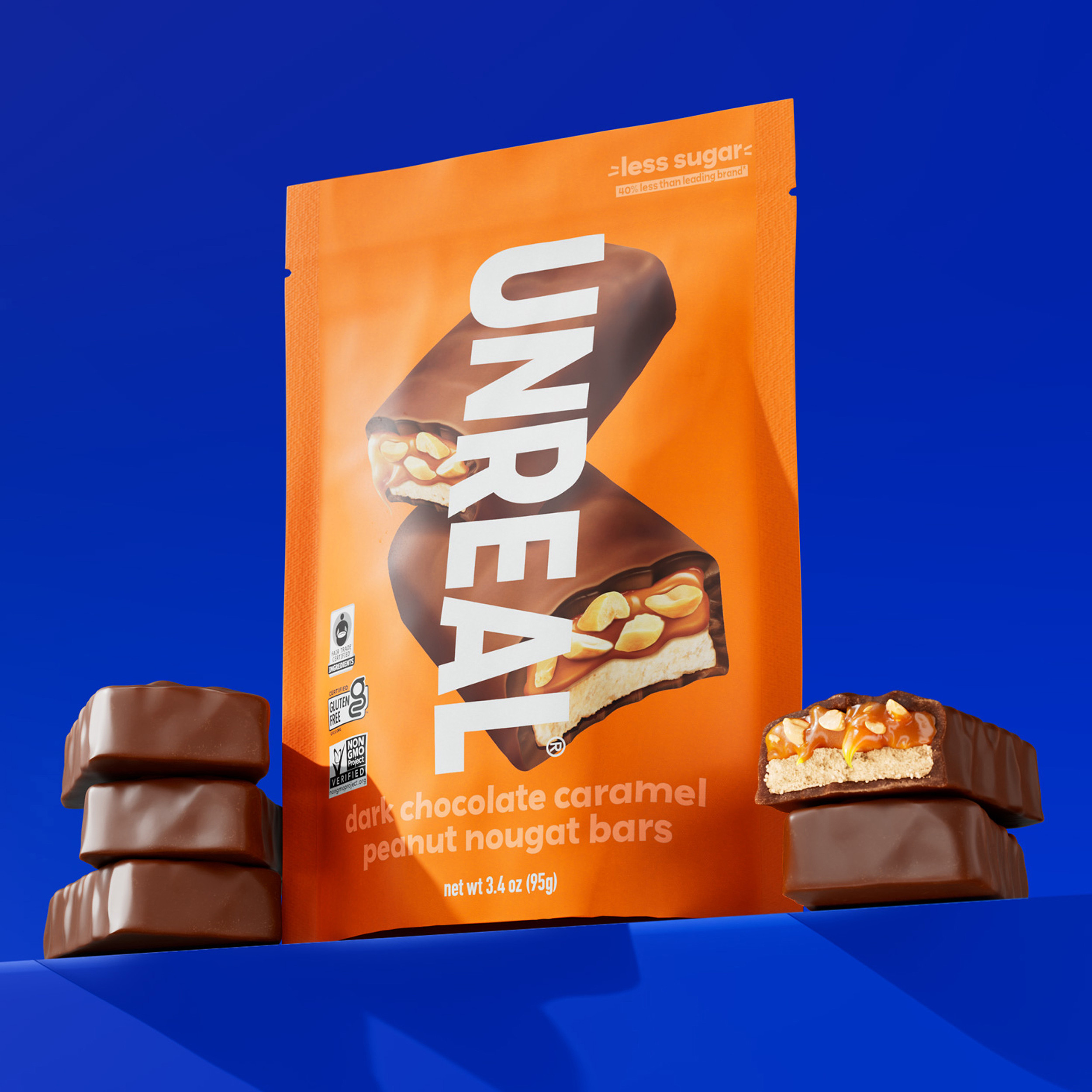 UNREAL Dark Chocolate Caramel Peanut Nougat Bar, 3.4 oz photo 4