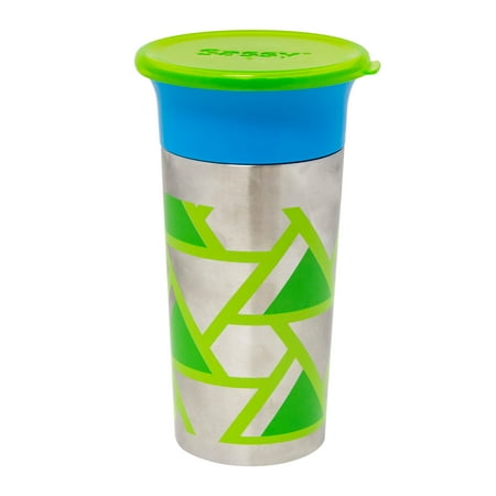 Sassy Stainless Steel 360˚ Grow Up Cup™ Spoutless Sippy with travel lid, blue, 9 Ounce