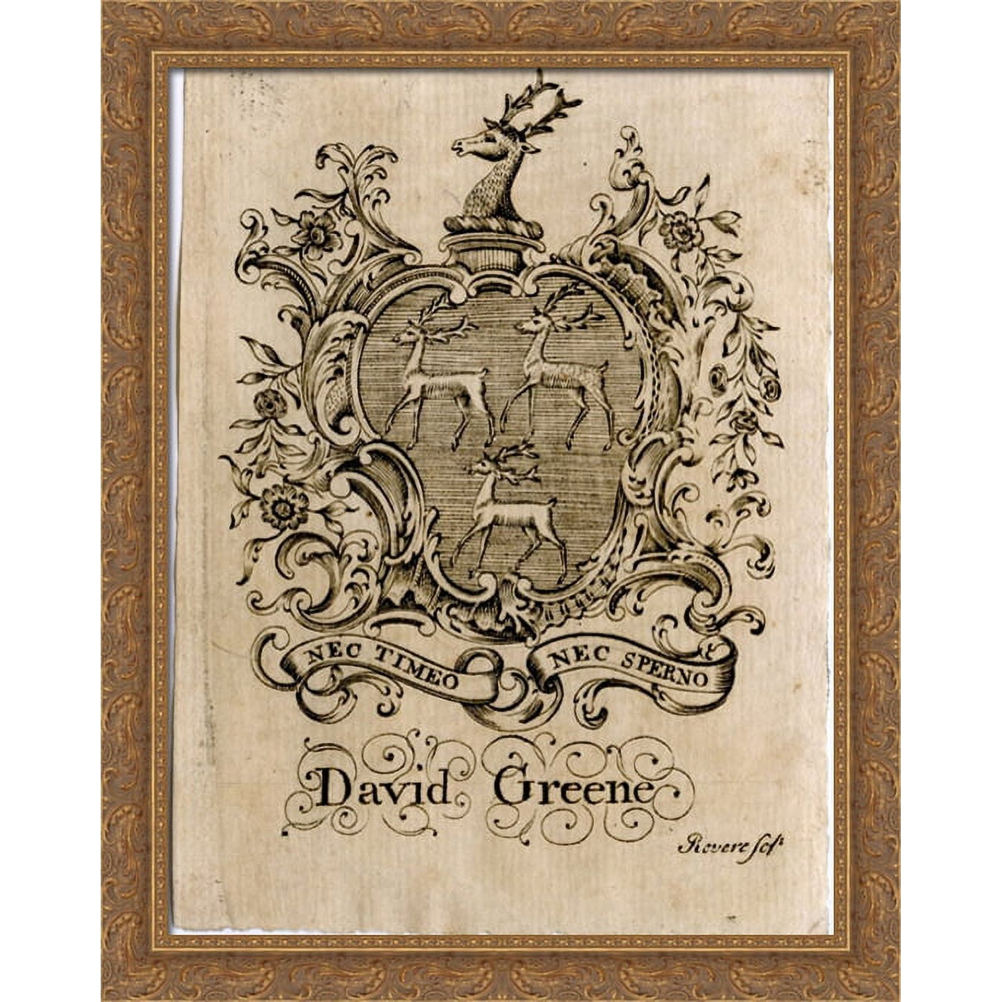 David Greene Bookplate 28x34 Large Gold Ornate Wood Framed Canvas Art by Paul Revere
