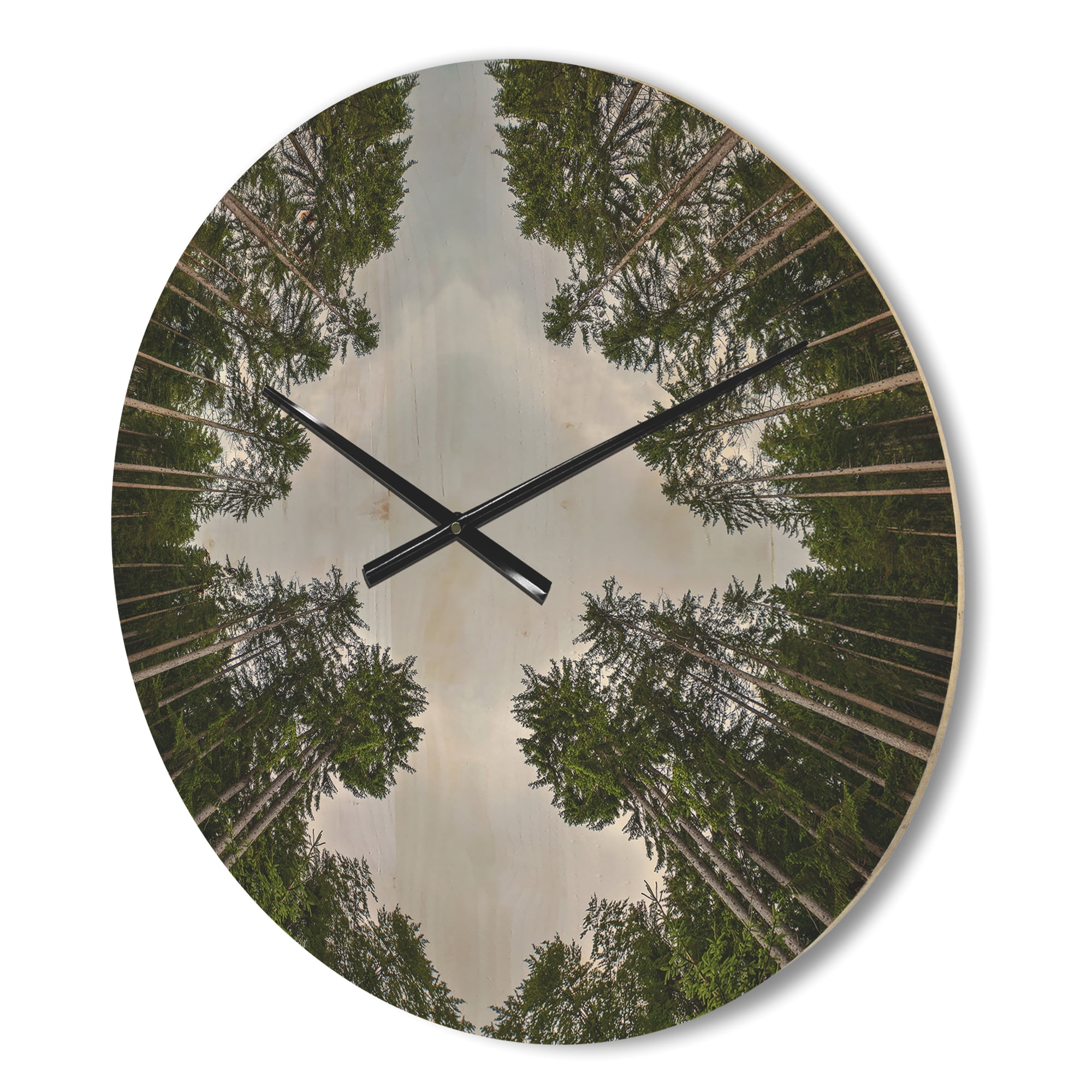 Designart 'Circle Composition of Coniferous Forest Trees ' Modern Wood Wall Clock
