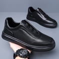 thumbnail image 6 of Men's Breathable Perforated Leather Casual Sneakers, Low-Top Lace-Up Skate Shoes, 6 of 8