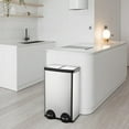 thumbnail image 6 of Dual Trash Can, 60 Liter/16 Gallon Dual Bin Trash Can with Lids, Kitchen Trash Can Dual Compartments, Trash and Recycling Bin Combo, Hands-Free Stainless Steel Kitchen Trash Can, 6 of 7