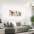 thumbnail image 4 of Geometric Canvas Wall Art Set of 3,Minimalism Botanical Boho Wall Decor Living Room Beige Orange Line Leaf Artwork for Walls,Plant Leaves Half Round Circular Stripes Art Hang Pictures Home Decor, 4 of 5