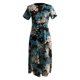 thumbnail image 4 of [serenas] moda casual mujeres o-cuello de manga corta vestido largo impreso delgado una línea de vestidopangjing, 4 of 4