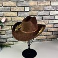 thumbnail image 2 of Western Hat for Men Classic Fedora Hat Cattleman Wide Brim Cowboy Hat Gift, 2 of 5