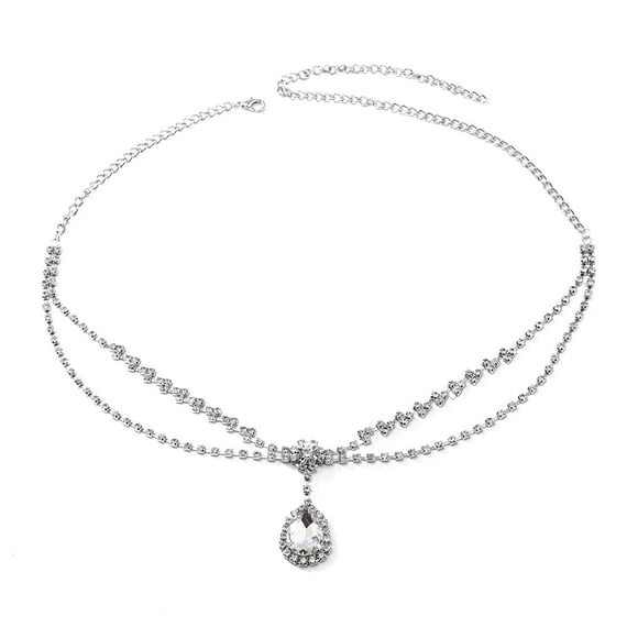Xingzhi Crystal Pendant Forehead Chain Water Drop Rhinestone Accessories Jewelry Pendant Headband Wedding Bridal Ladies Silvery