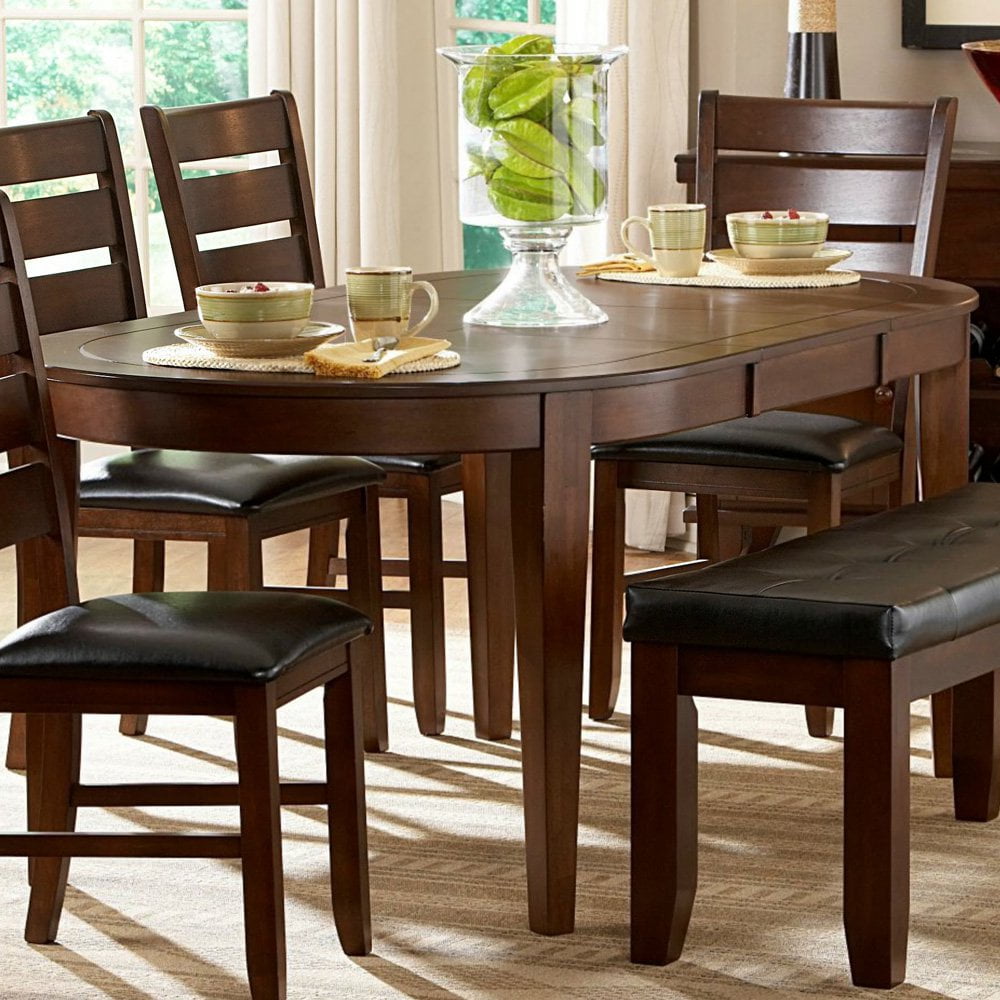Homelegance Ameillia Butterfly Leaf Oval Dining Table in Dark Oak