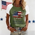thumbnail image 5 of Women’s Fashion Printed Short Sleeve Top American Flag Graphic Casual Crew Neck Loose Fit T-Shirt for Daily Wear, 5 of 9