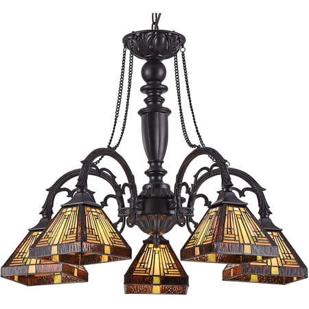 RADIANCE Goods Tiffany-Style 5 Light Mission Large Chandelier 27 Wide