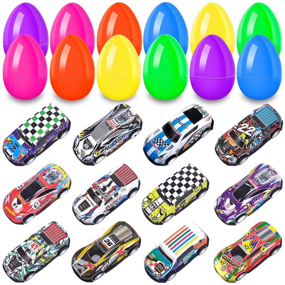Huevos de Pascua de 12 unidades UPINLOOK con coches de juguete de retroceso