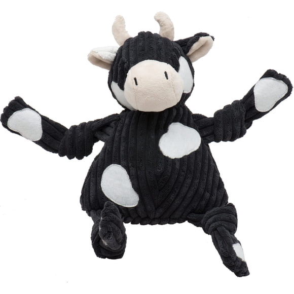 Hugglehounds Knottie Juguete De Peluche Para Perros – Juguete De Peluche Para Perros Pequeños, Medianos Y Grandes, Felpa Duradera Para Mantenerlos Ocupados – Vaca Angus Grande
