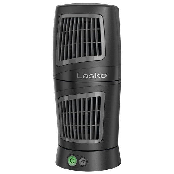 Lasko Twist-Top Desktop Tower Fan with 3 Speeds, 4911, Black, 5.23" L, New