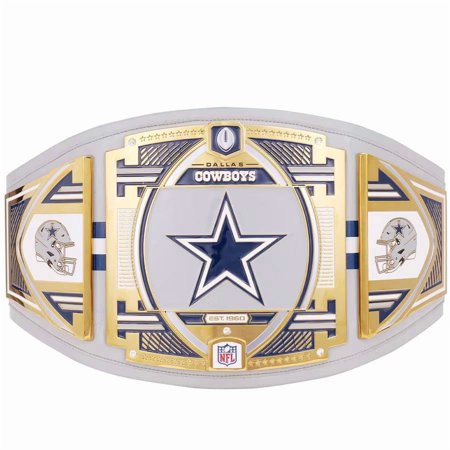 Dallas Cowboys Championship Belt Metal Plates Hand-Tooled Leather Strap Adult Size Collectible
